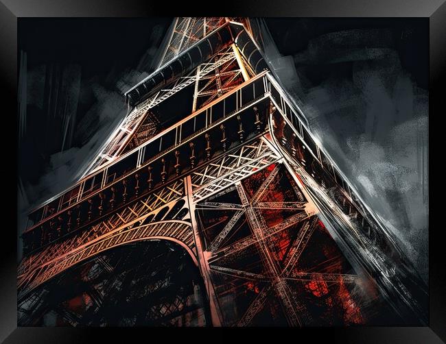 Eiffel Tower Paris - abstract painting Framed Print by Erik Lattwein