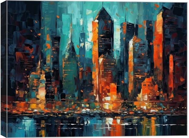 Skyline with skyscrapers Canvas Print by Erik Lattwein