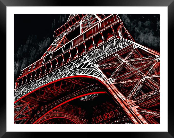 Eiffel Tower Paris - abstract painting Framed Mounted Print by Erik Lattwein