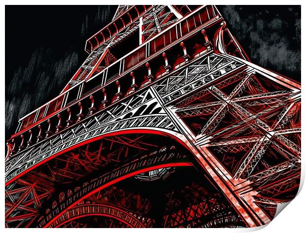 Eiffel Tower Paris - abstract painting Print by Erik Lattwein