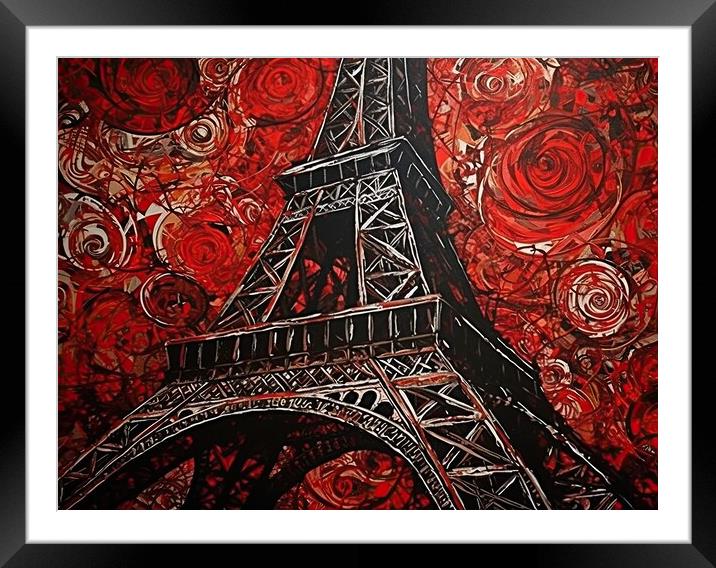 Eiffel Tower Paris - abstract painting Framed Mounted Print by Erik Lattwein