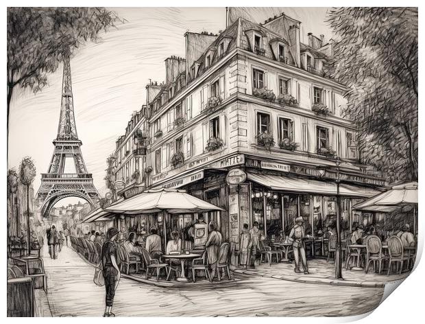 A Wonderful day in Paris - Sketch Print by Erik Lattwein