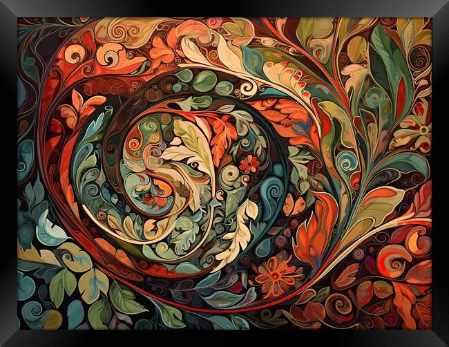 Colorful abstract pattern of organic forms and flowers Framed Print by Erik Lattwein