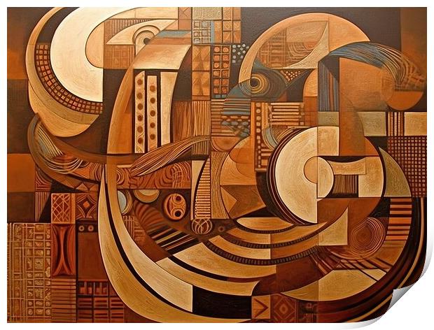 Abstract Pattern of Geometric forms in warm colors Print by Erik Lattwein