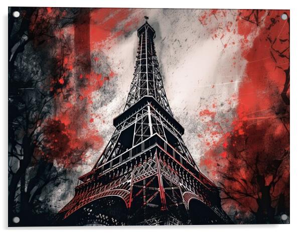 Eiffel Tower Paris - abstract painting Acrylic by Erik Lattwein