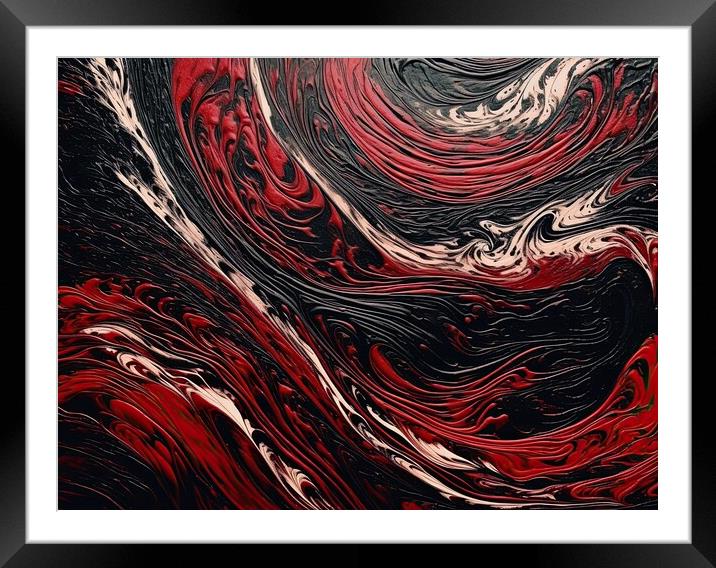 Abstract spiral in red and black Framed Mounted Print by Erik Lattwein