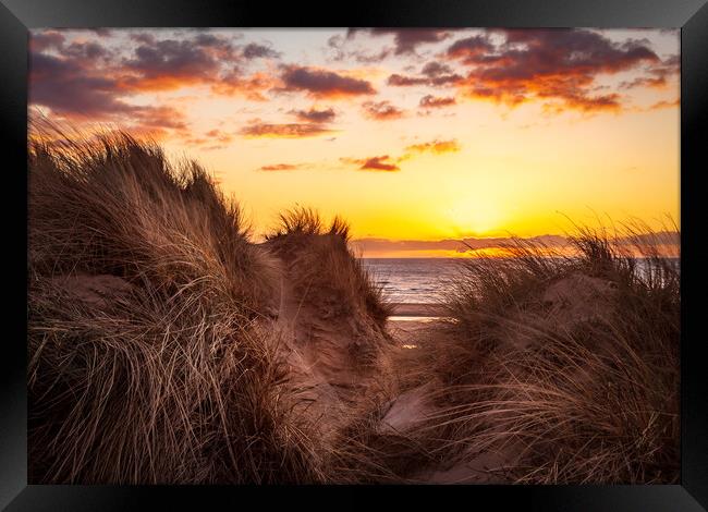 Formby Beach Sunset Framed Print by Steve Heap