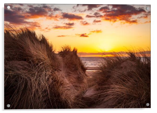 Formby Beach Sunset Acrylic by Steve Heap