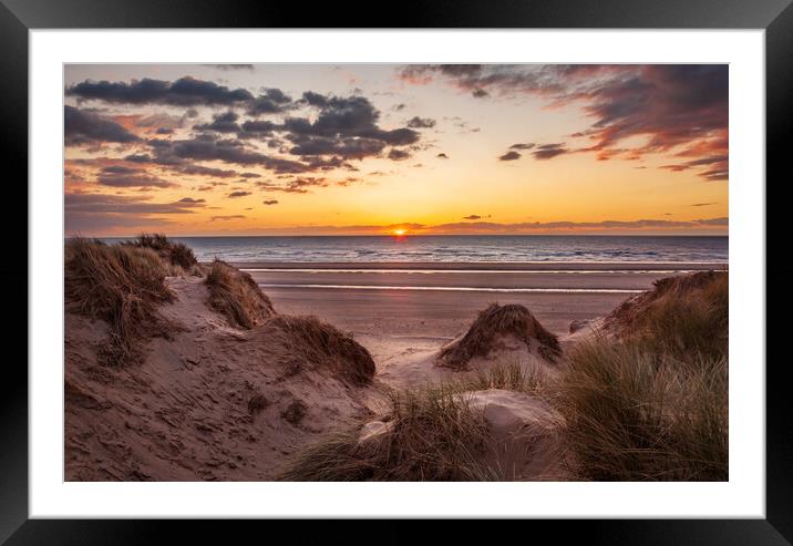Warm Sunset Glow over Formby Beach Framed Mounted Print by Steve Heap