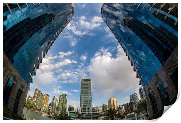 Futuristic Dubai Marina Skyline Print by Steve Heap