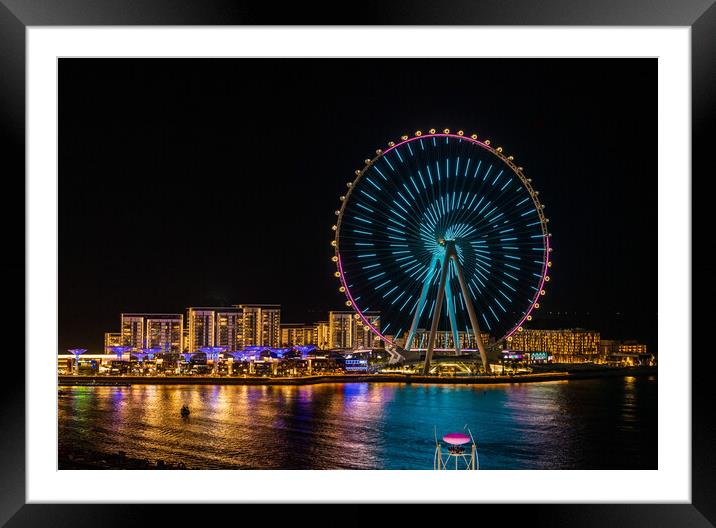 Dazzling Ain Dubai Observation Wheel at Sunset Framed Mounted Print by Steve Heap
