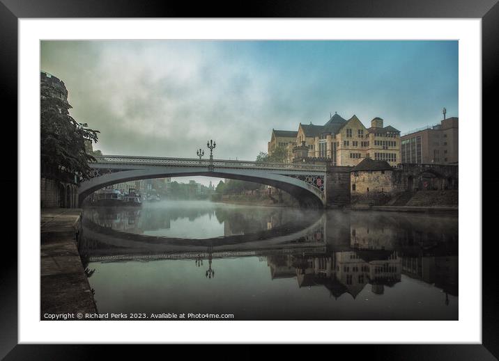 Lendal Bridge in the mists Framed Mounted Print by Richard Perks