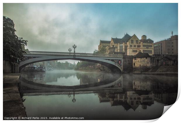 Lendal Bridge in the mists Print by Richard Perks