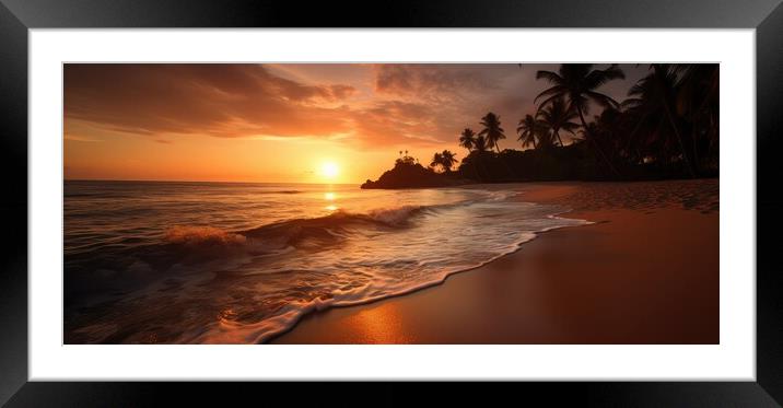 Sunset Beach Framed Mounted Print by Erik Lattwein