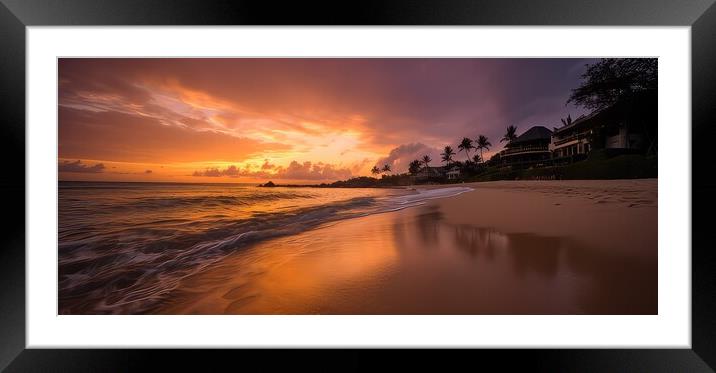 Sunset at Paradise Framed Mounted Print by Erik Lattwein