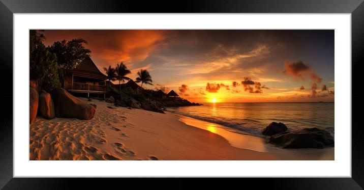 Sunset Beach Framed Mounted Print by Erik Lattwein