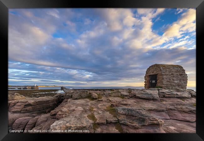 The Powder House at Seahouses Framed Print by Jim Monk