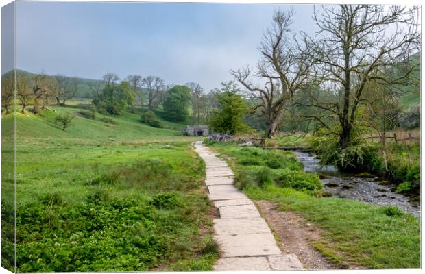 Malham's Winding Path to Janet's Foss Canvas Print by Steve Smith