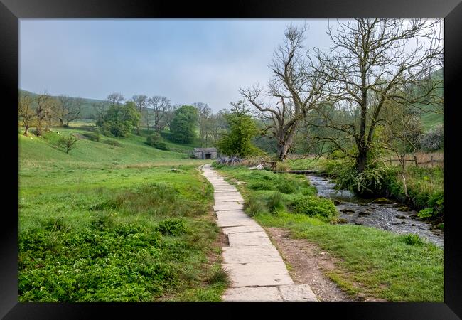 Malham's Winding Path to Janet's Foss Framed Print by Steve Smith