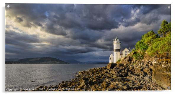 Drama in the sky at Cloch Lighthouse Acrylic by GBR Photos