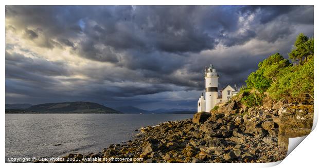 Drama in the sky at Cloch Lighthouse Print by GBR Photos