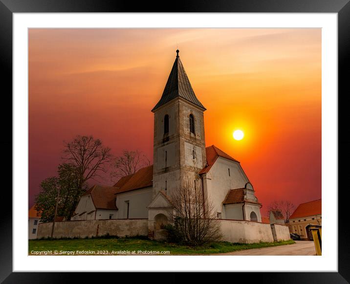 Rural church at sunset. Framed Mounted Print by Sergey Fedoskin