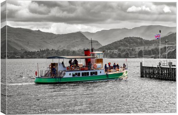 Western Belle Arriving at Pooley Bridge Canvas Print by Roger Green