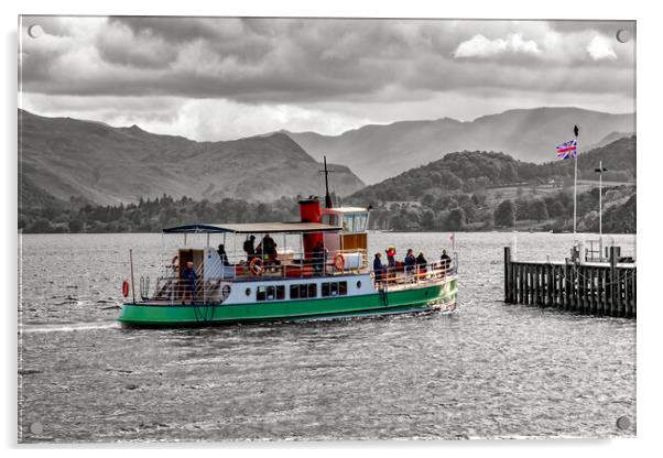 Western Belle Arriving at Pooley Bridge Acrylic by Roger Green