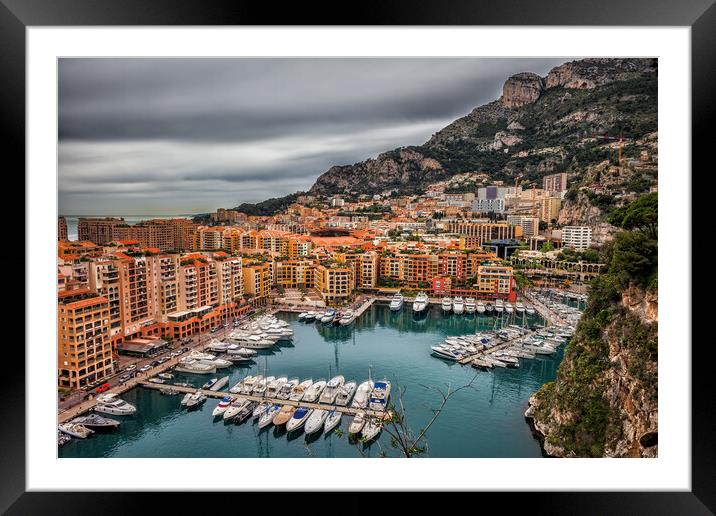Port de Fontvieille Yacht Marina in Monaco Framed Mounted Print by Artur Bogacki