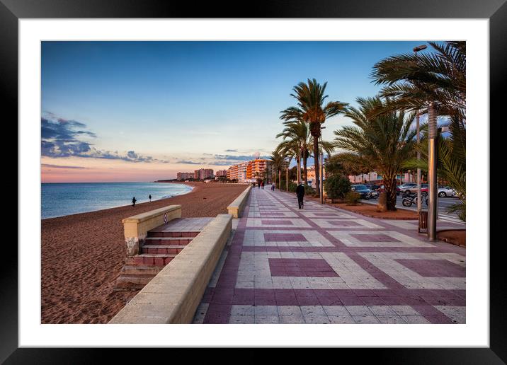 Promenade and Beach in Blanes Town in Spain Framed Mounted Print by Artur Bogacki