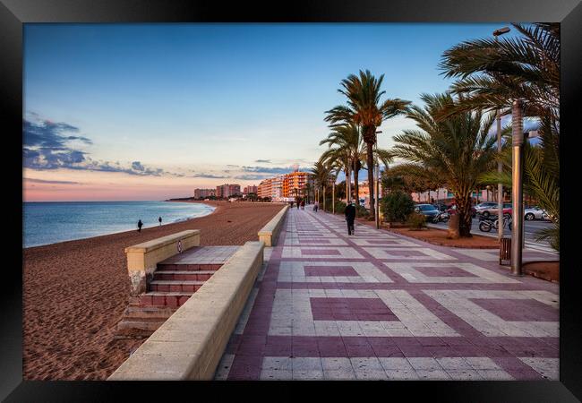Promenade and Beach in Blanes Town in Spain Framed Print by Artur Bogacki