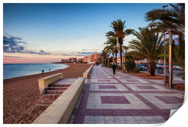 Promenade and Beach in Blanes Town in Spain Print by Artur Bogacki