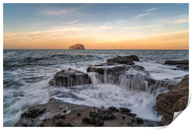 The Bass Rock at Sunset Print by Miles Gray