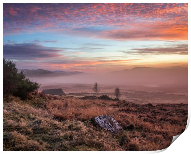 Misty Morning Sunrise at Knockban Print by Miles Gray