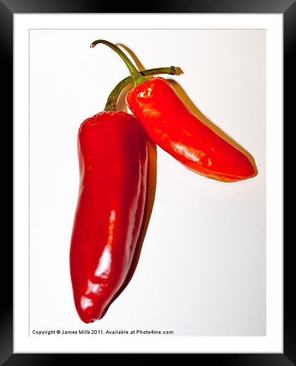 Red Hot Chillies Framed Mounted Print by James Mills