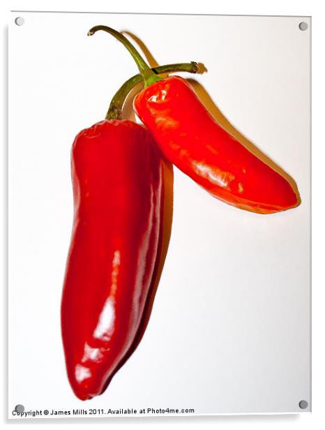 Red Hot Chillies Acrylic by James Mills