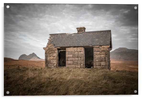 The Old Dog Kennels, Elphin Bothy Acrylic by Miles Gray