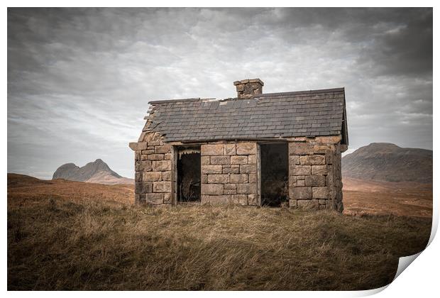 The Old Dog Kennels, Elphin Bothy Print by Miles Gray