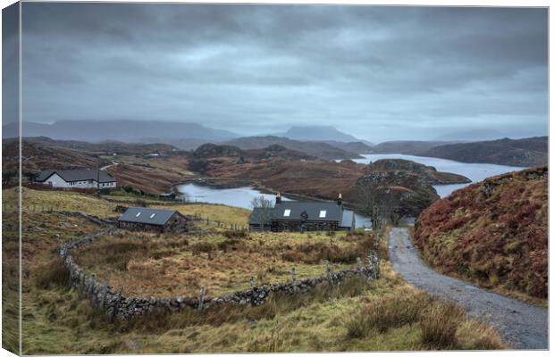 Moody morning over Loch Inchard Canvas Print by Miles Gray