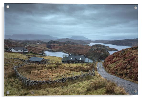 Moody morning over Loch Inchard Acrylic by Miles Gray