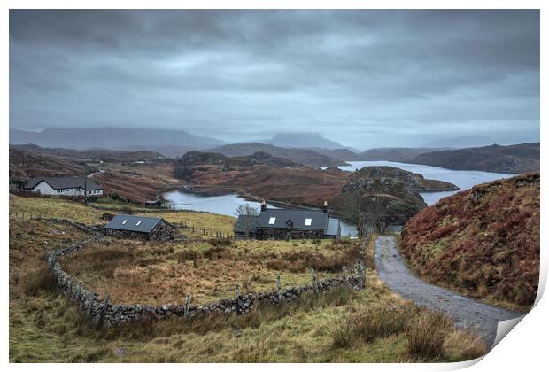 Moody morning over Loch Inchard Print by Miles Gray