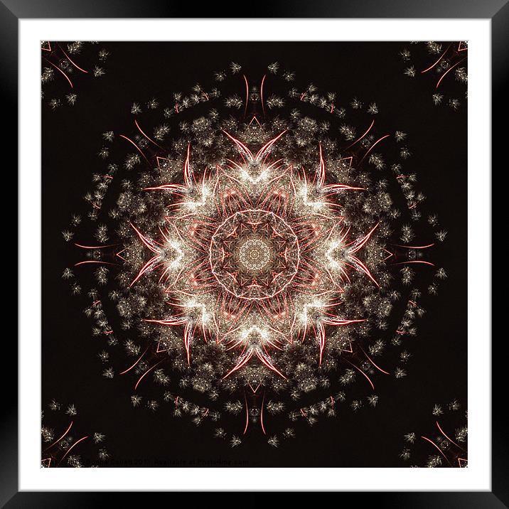 Firework Kaleidoscope Framed Mounted Print by Donna Collett