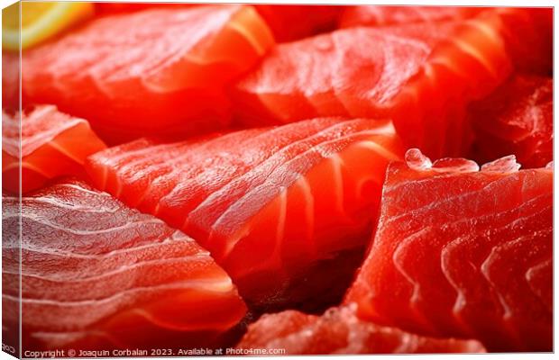 Tuna sashimi macro detail. Ai generated. Canvas Print by Joaquin Corbalan