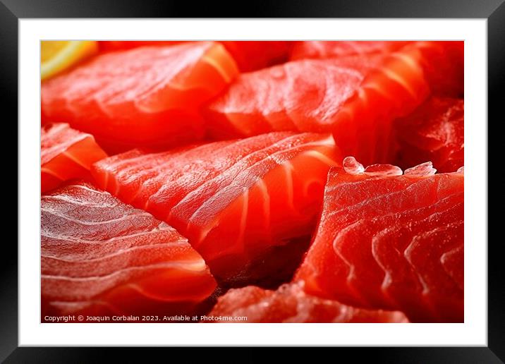 Tuna sashimi macro detail. Ai generated. Framed Mounted Print by Joaquin Corbalan