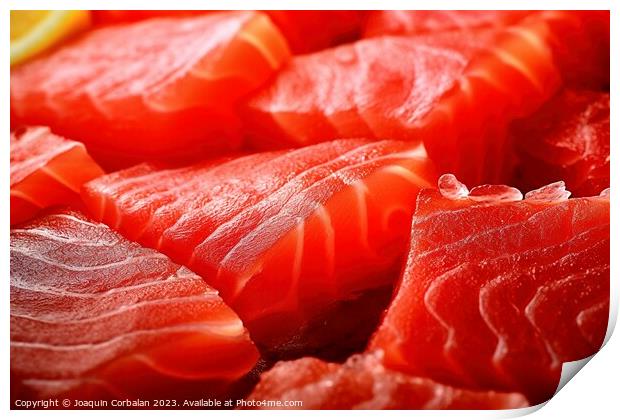 Tuna sashimi macro detail. Ai generated. Print by Joaquin Corbalan