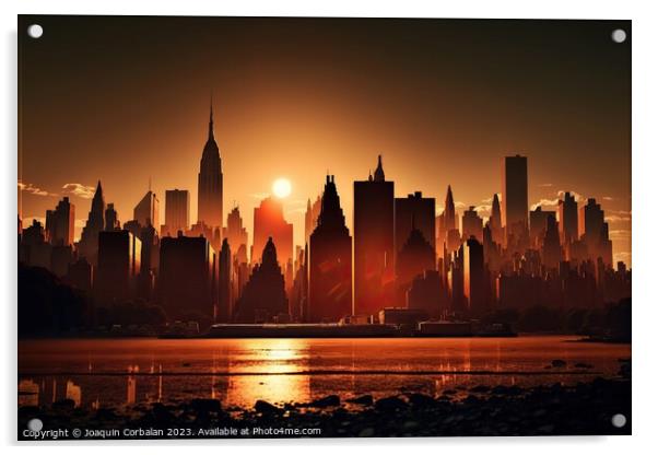 Aerial view of Manhattan island, beautiful city at dusk. Ai gene Acrylic by Joaquin Corbalan