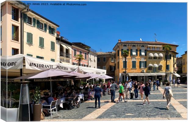 Time for a coffee in Sirmione Canvas Print by Jim Jones