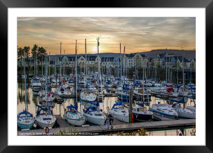 Sunsets on Inverkip Marina Framed Mounted Print by RJW Images