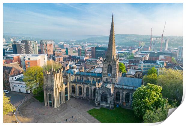 Sheffield Cathedral Print by Apollo Aerial Photography