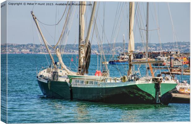 Sailing Barge 'Snark' moored In Brixham Canvas Print by Peter F Hunt